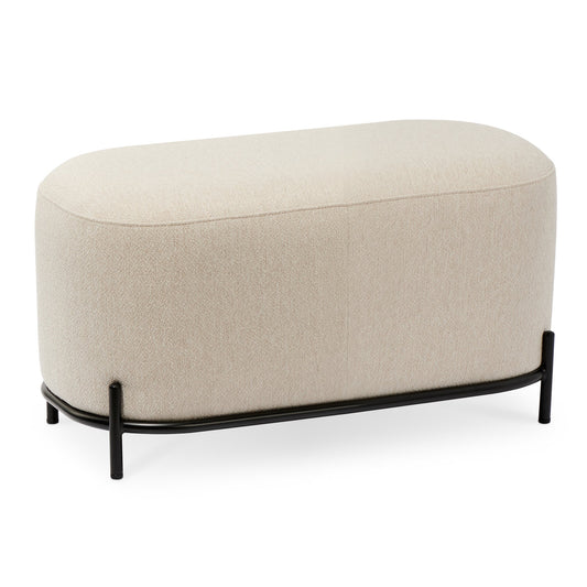 Pender Pin Leg Ashton Weave Upholstery Short Bench - Oatmeal Cream (32 x 18 Inches)