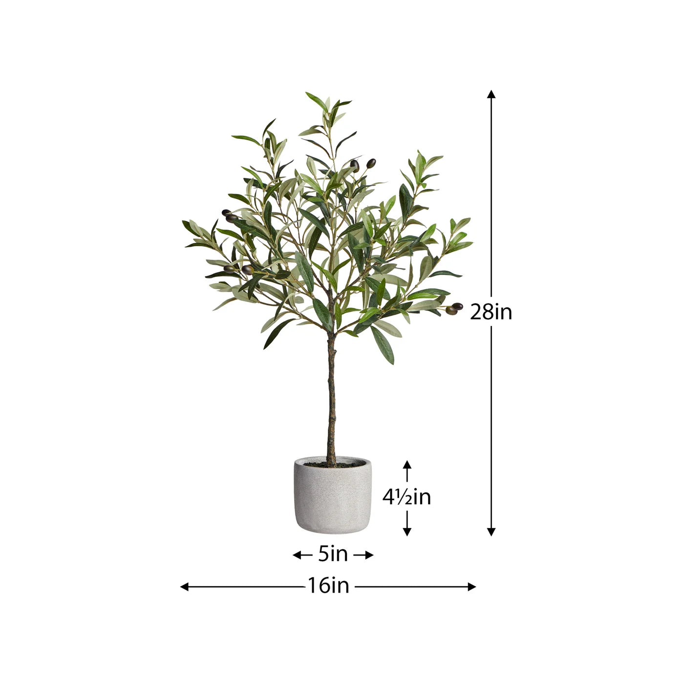 Olive Tree 28 Inch Tall Cement Potted Faux Plant
