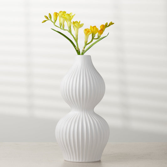Sophia Double Gourd 10 Inch Tall White Ceramic Vase