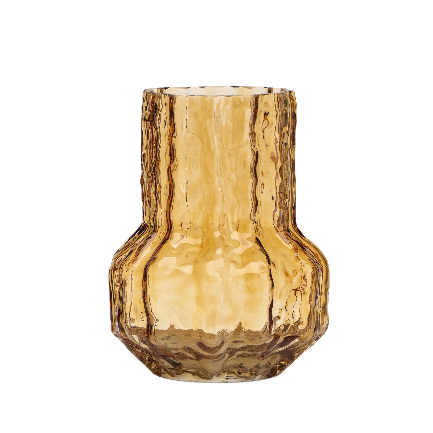 Canyon Glass Flask Vase - 7 Inch Tall - Amber