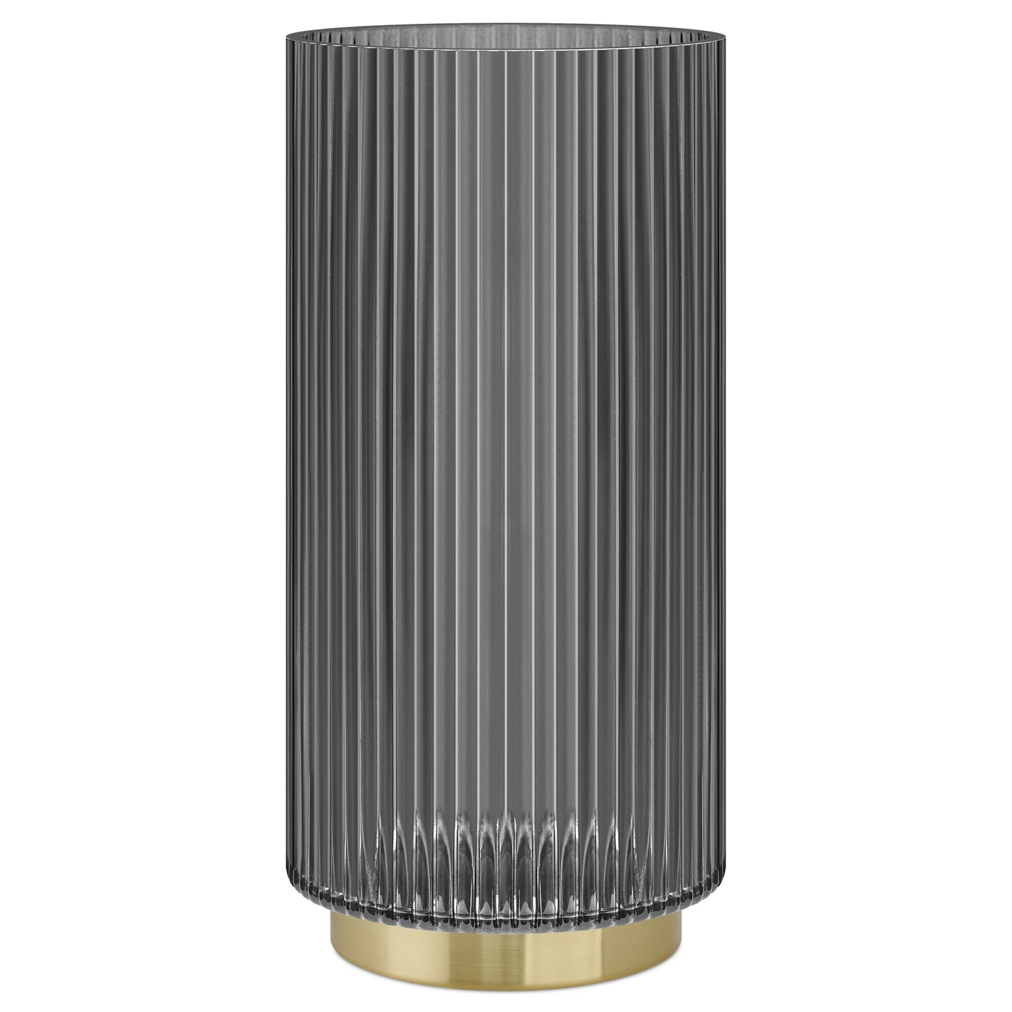 Adele Gold Base Glass Cylinder Vase - 10 Inch Tall - Smoke