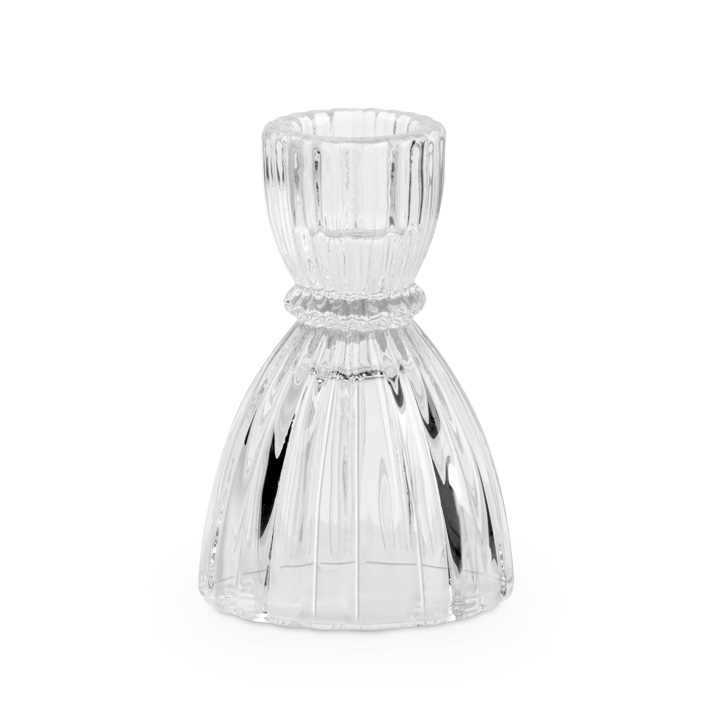 Olivia Faceted Glass 3.5 Inch Tall Taper Candle Holder - Clear