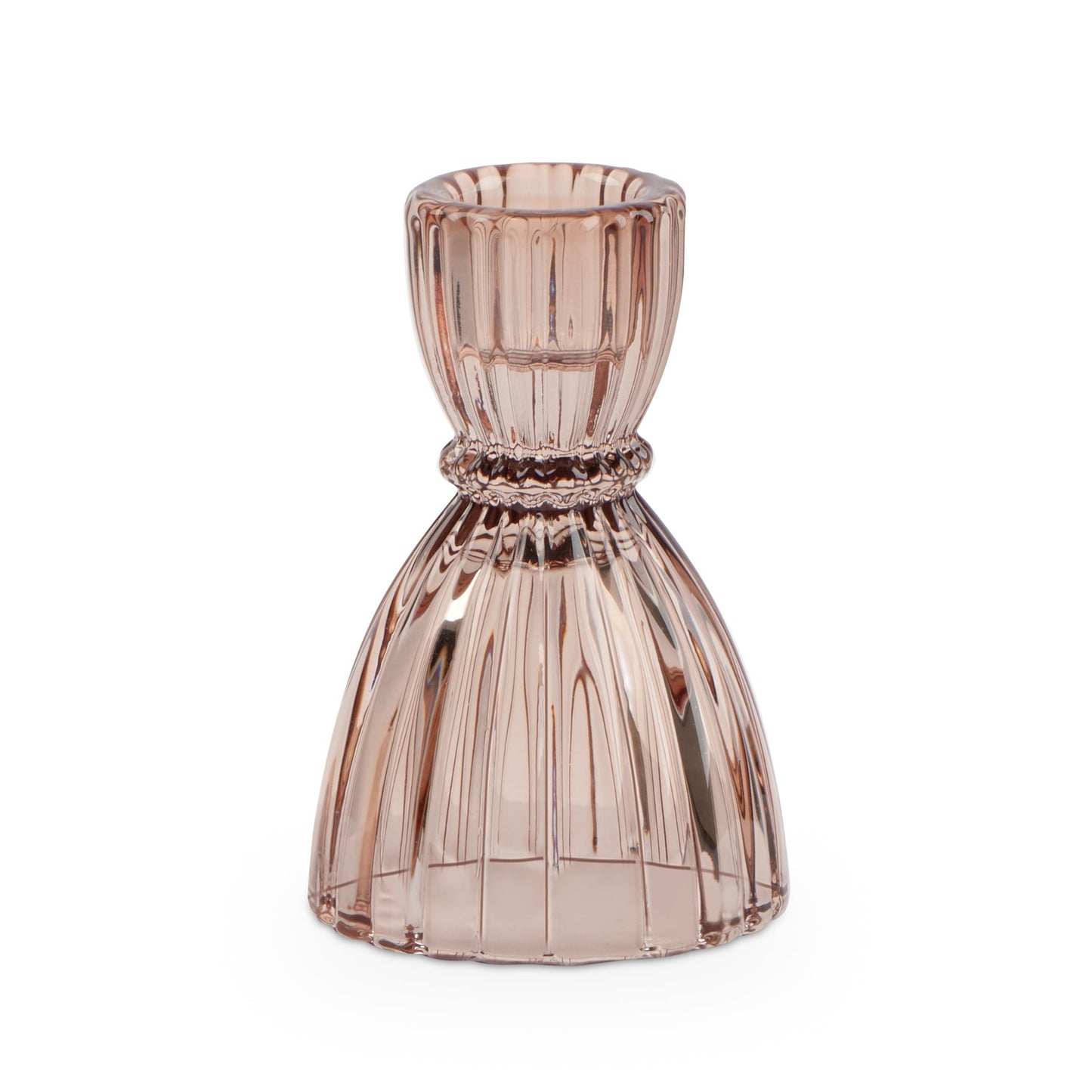 Olivia Faceted Glass 3.5 Inch Tall Taper Candle Holder - Champagne