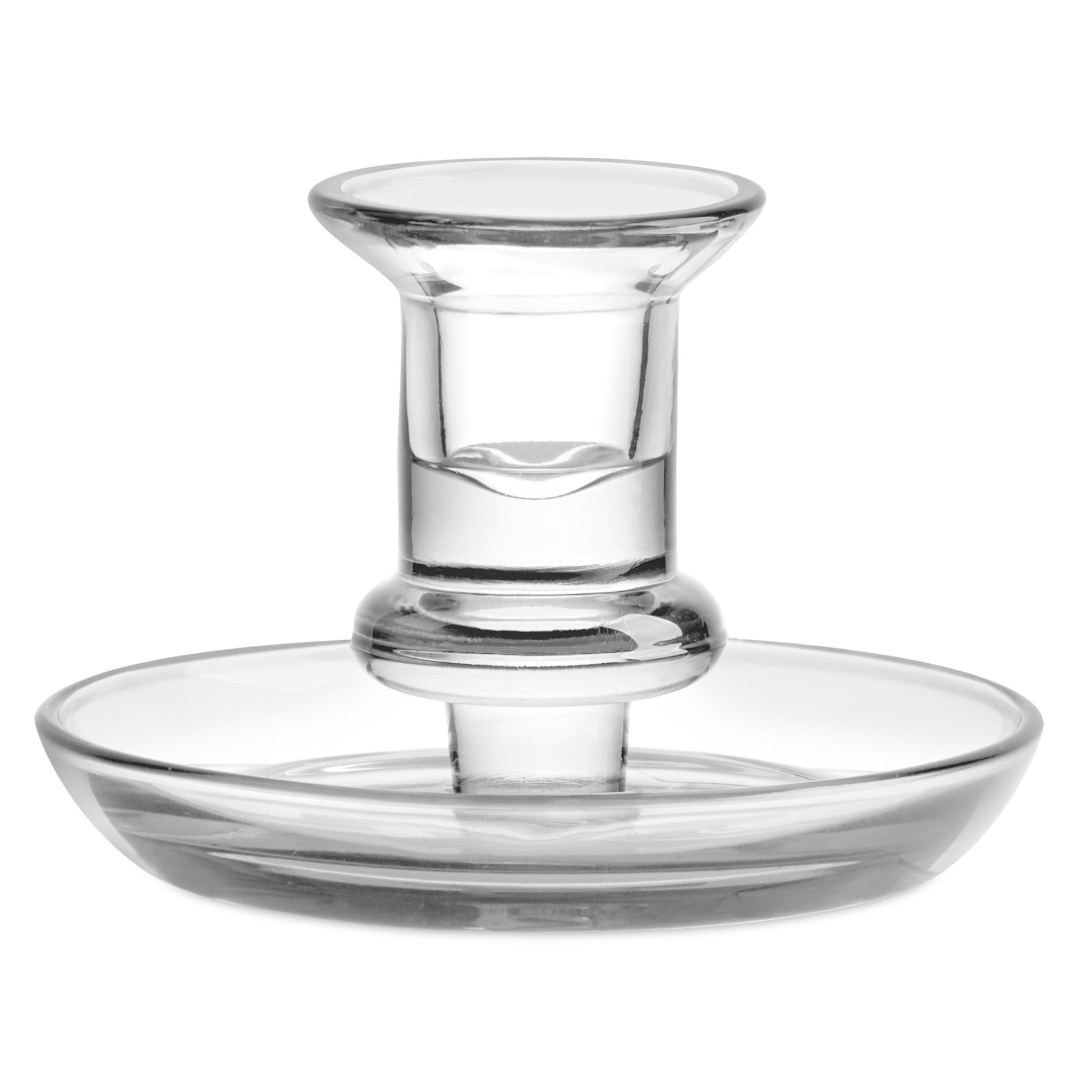 Delia Glass Taper Candle Holder with 4.5 Inch Diameter Saucer - Clear