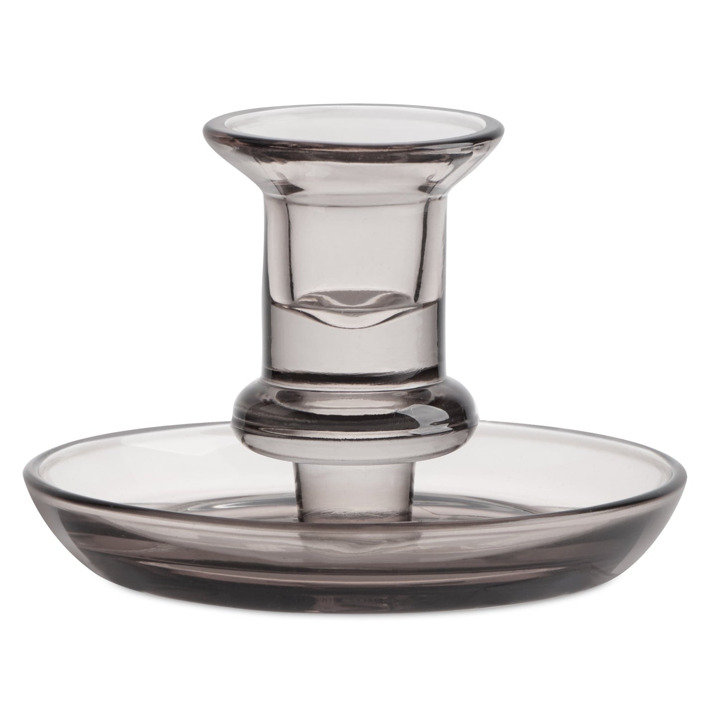 Delia Glass Taper Candle Holder with 4.5 Inch Diameter Saucer - Smoke