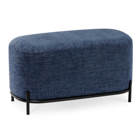 Pender Pin Leg Newport Weave Upholstery Short Bench - Blue (32 x 18 Inches)