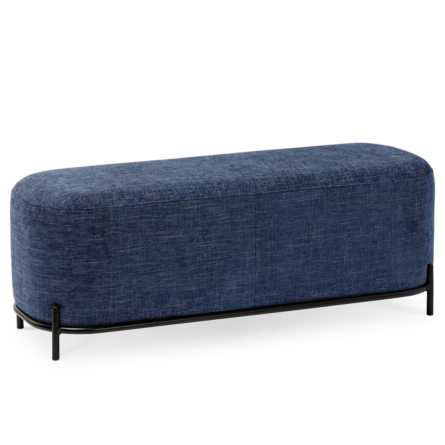 Pender Pin Leg Newport Weave Upholstery Long Bench - Blue (48 x 18 Inches)