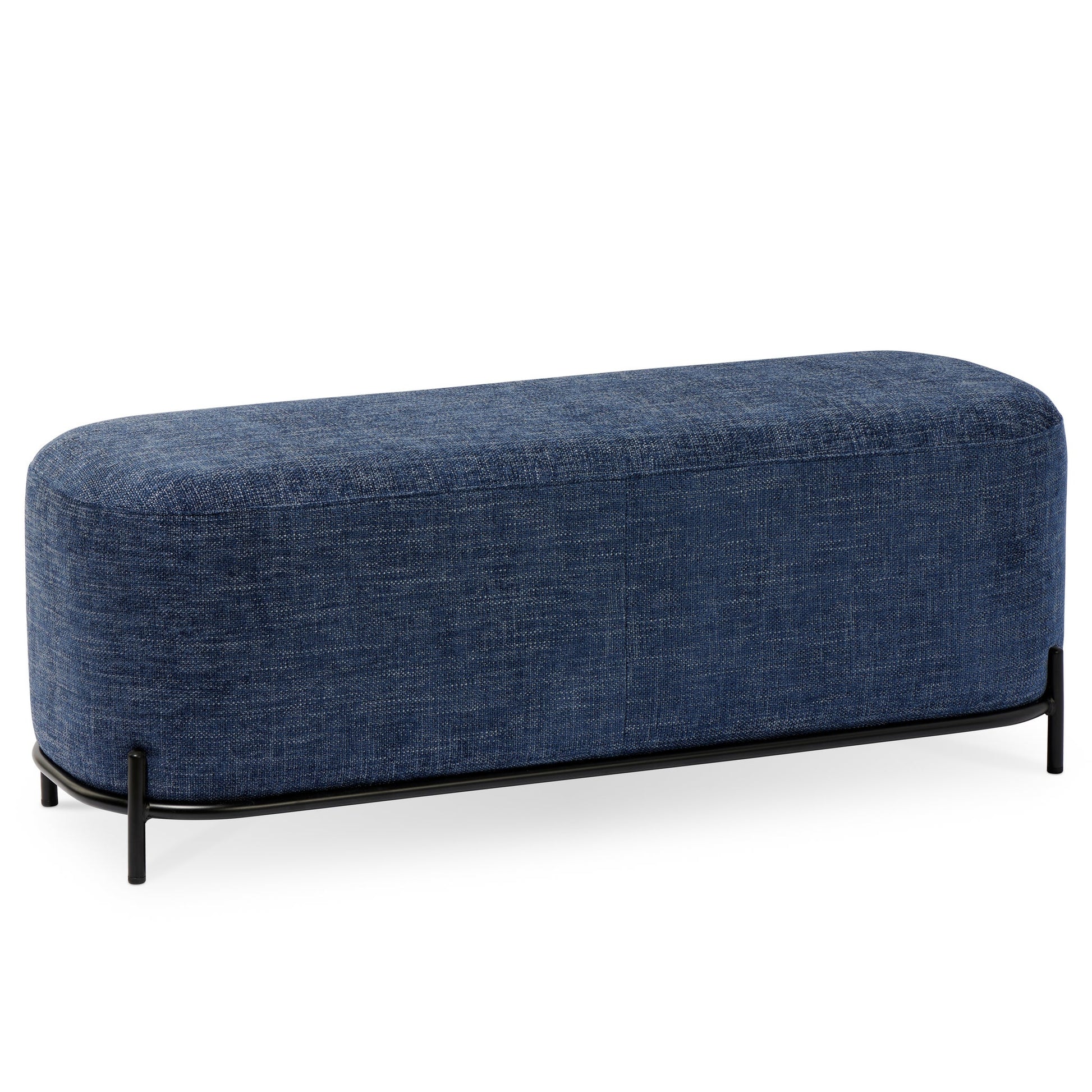 Pender Pin Leg Newport Weave Upholstery Long Bench - Blue (48 x 18 Inches)