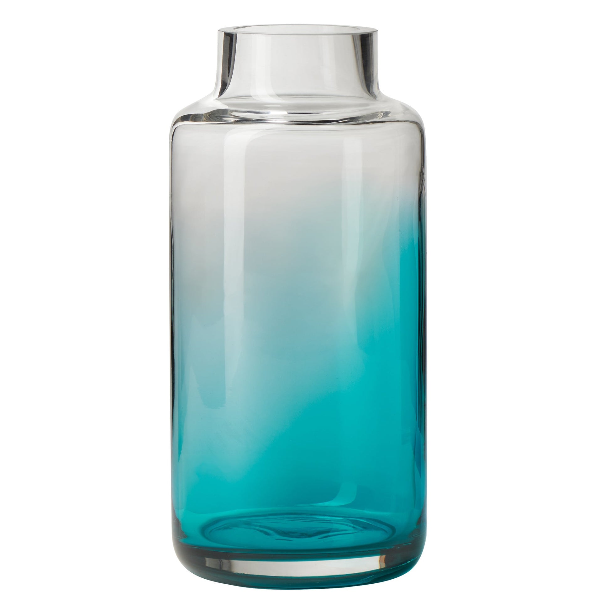 Ocean Blue Ombre 10 Inch Tall Glass Vase