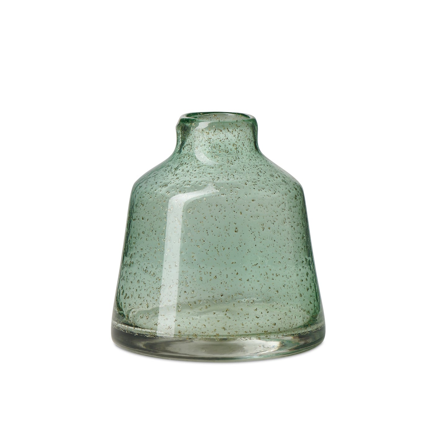 Marina Tapered Gold Bubble Glass Vase - 6 Inch Tall - Light Green