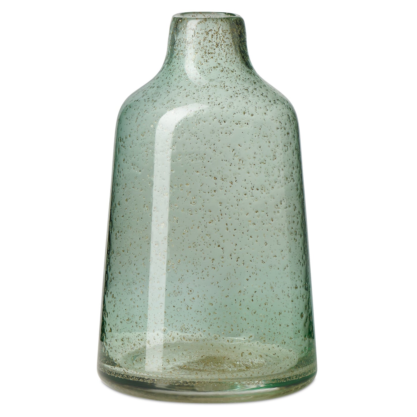 Marina Tapered Gold Bubble Glass Vase - 10 Inch Tall - Light Green