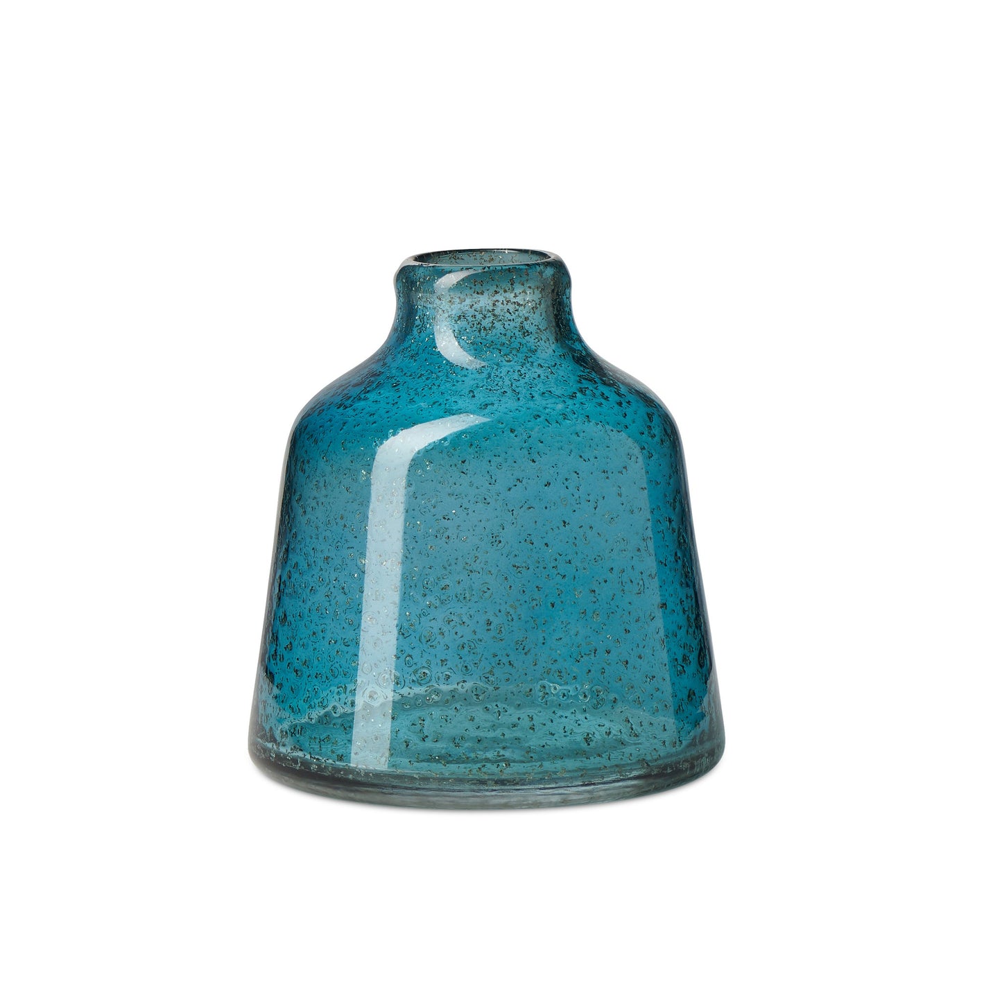 Marina Tapered Gold Bubble Glass Vase - 6 Inch Tall - Blue