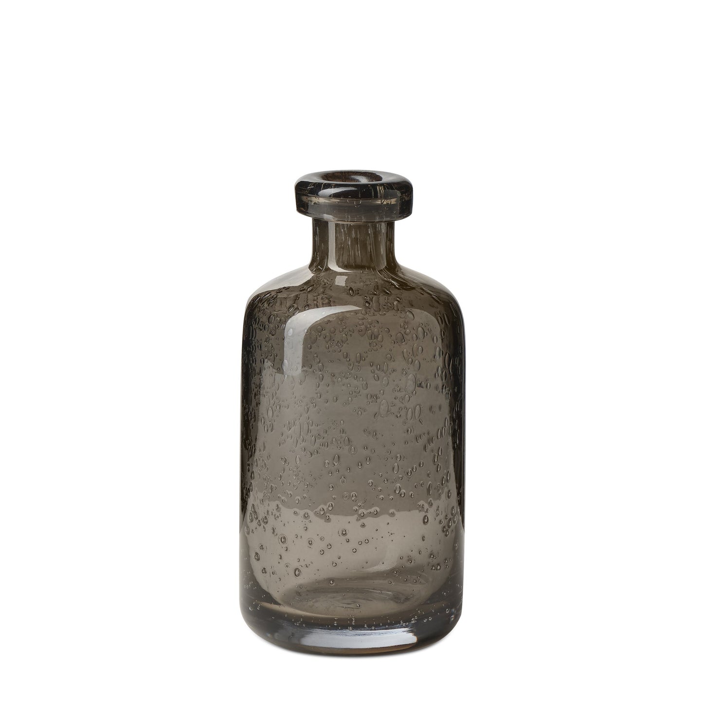 Tito Hand Blown Glass Bottle Vase - 6 Inch Tall - Smoke