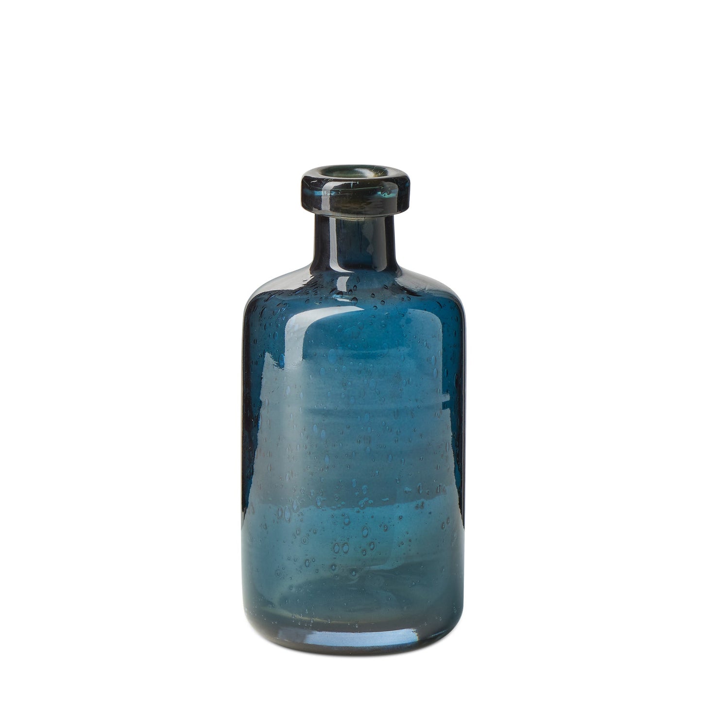 Tito Hand Blown Glass Bottle Vase - 6 Inch Tall - Blue