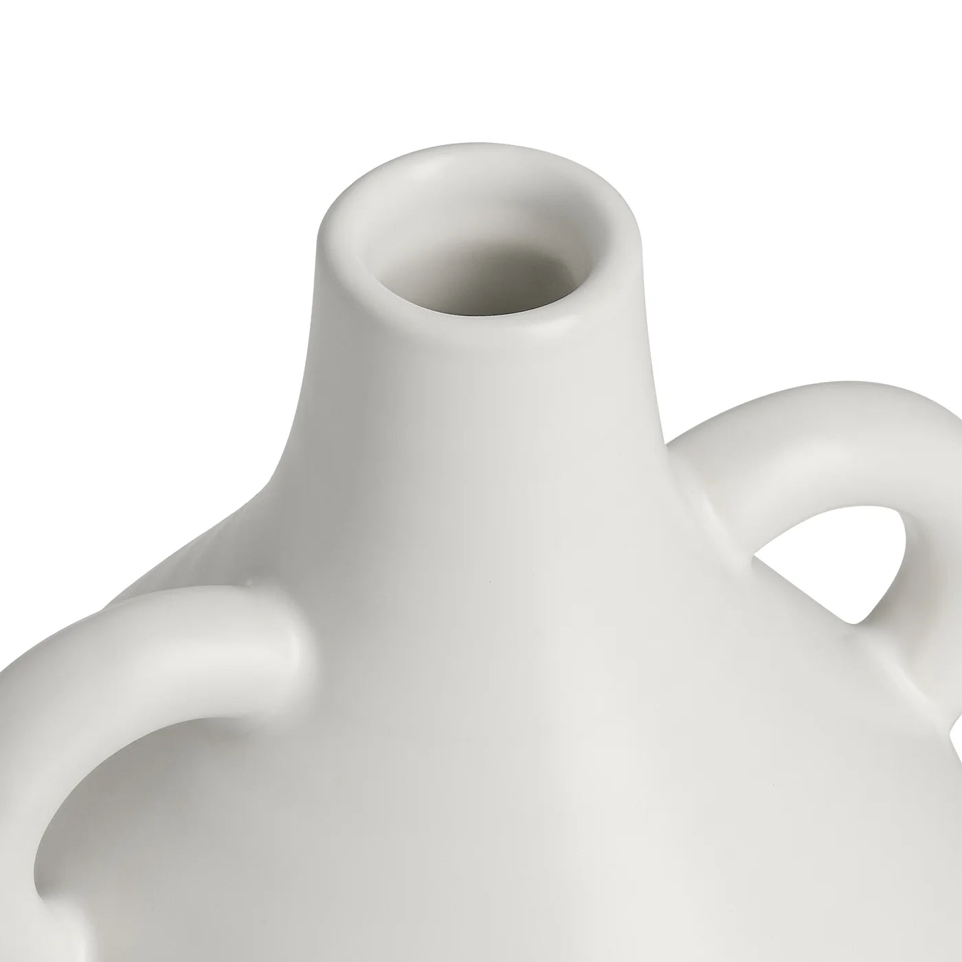 Capri Double Handle 7 Inch Tall Ceramic Teardrop Urn Vase - Matte White