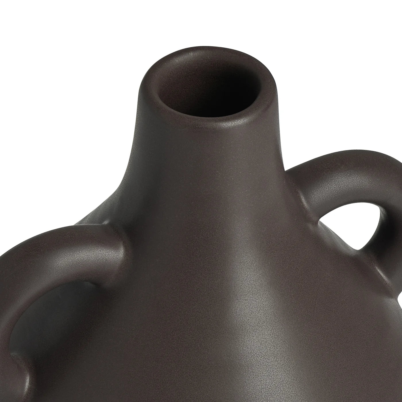 Capri Double Handle 7 Inch Tall Ceramic Teardrop Urn Vase - Matte Brown
