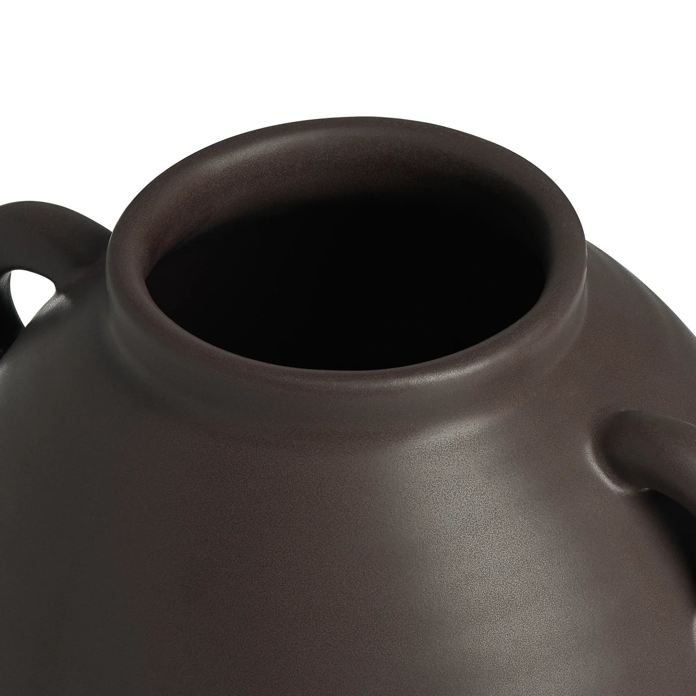 Capri Double Handle 9 Inch Tall Ceramic Oval Urn Vase - Matte Brown