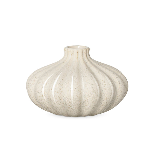 Allium Gourd Reactive White Glaze Ceramic Vase - 3 Inch Tall