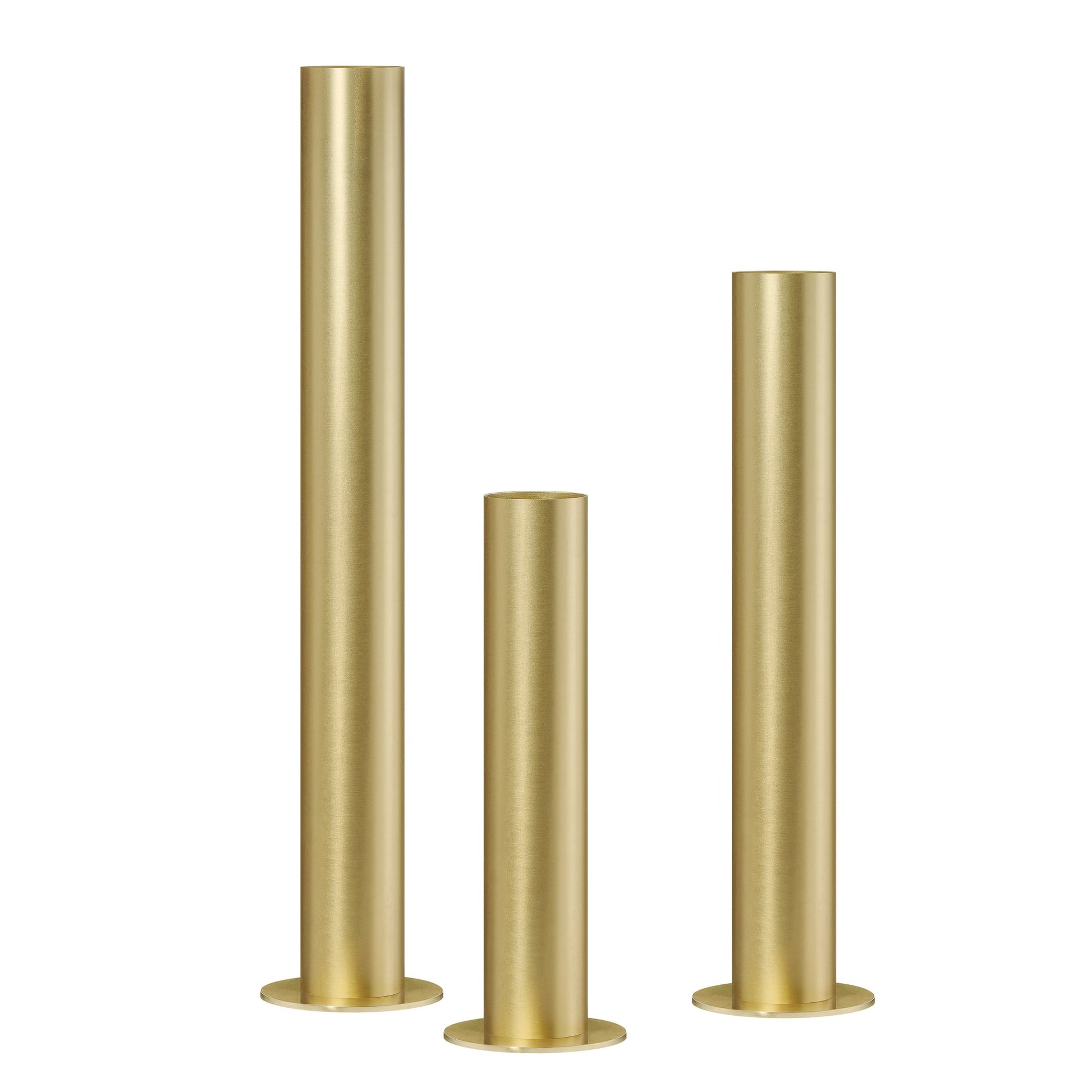 Stainless Steel 3 Piece Pipe Vase Set - Brushed Satin Gold