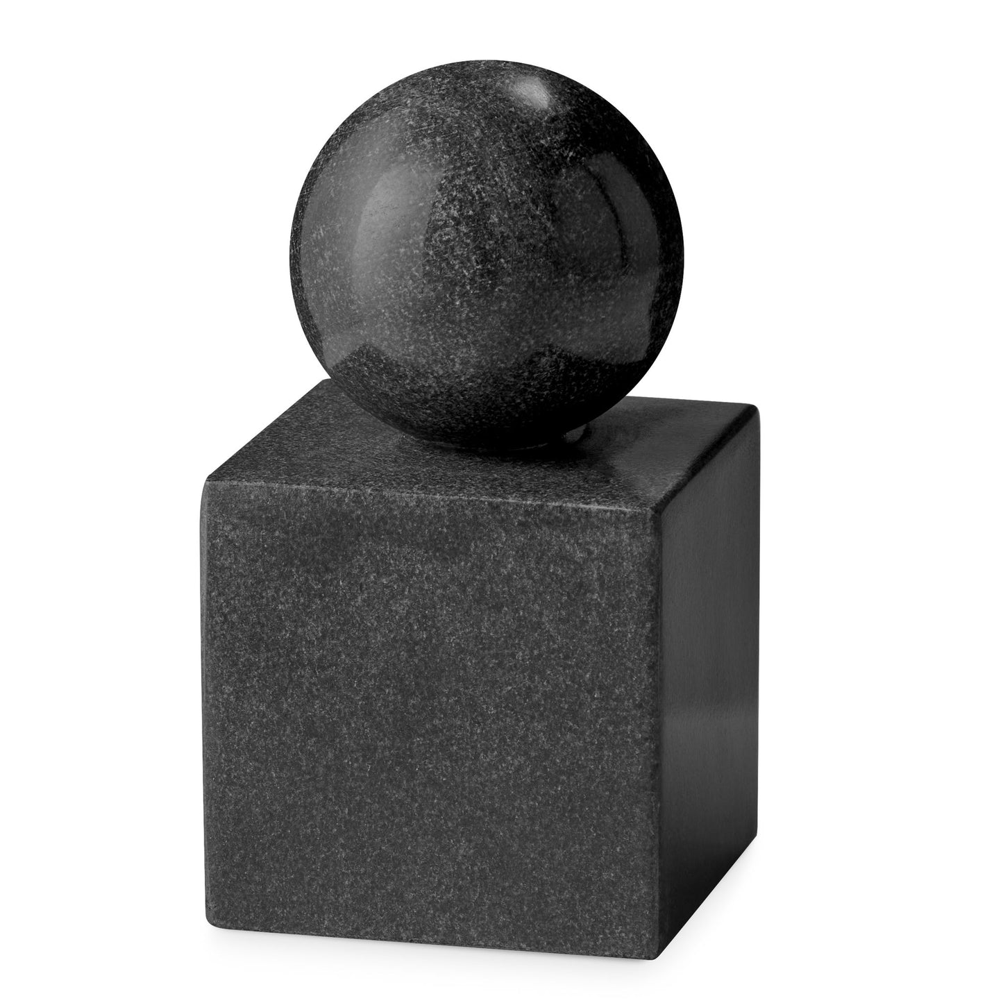 Marble Sphere Pillar 5.5 Inch Tall Natural Black Decor Sculpture Bookend