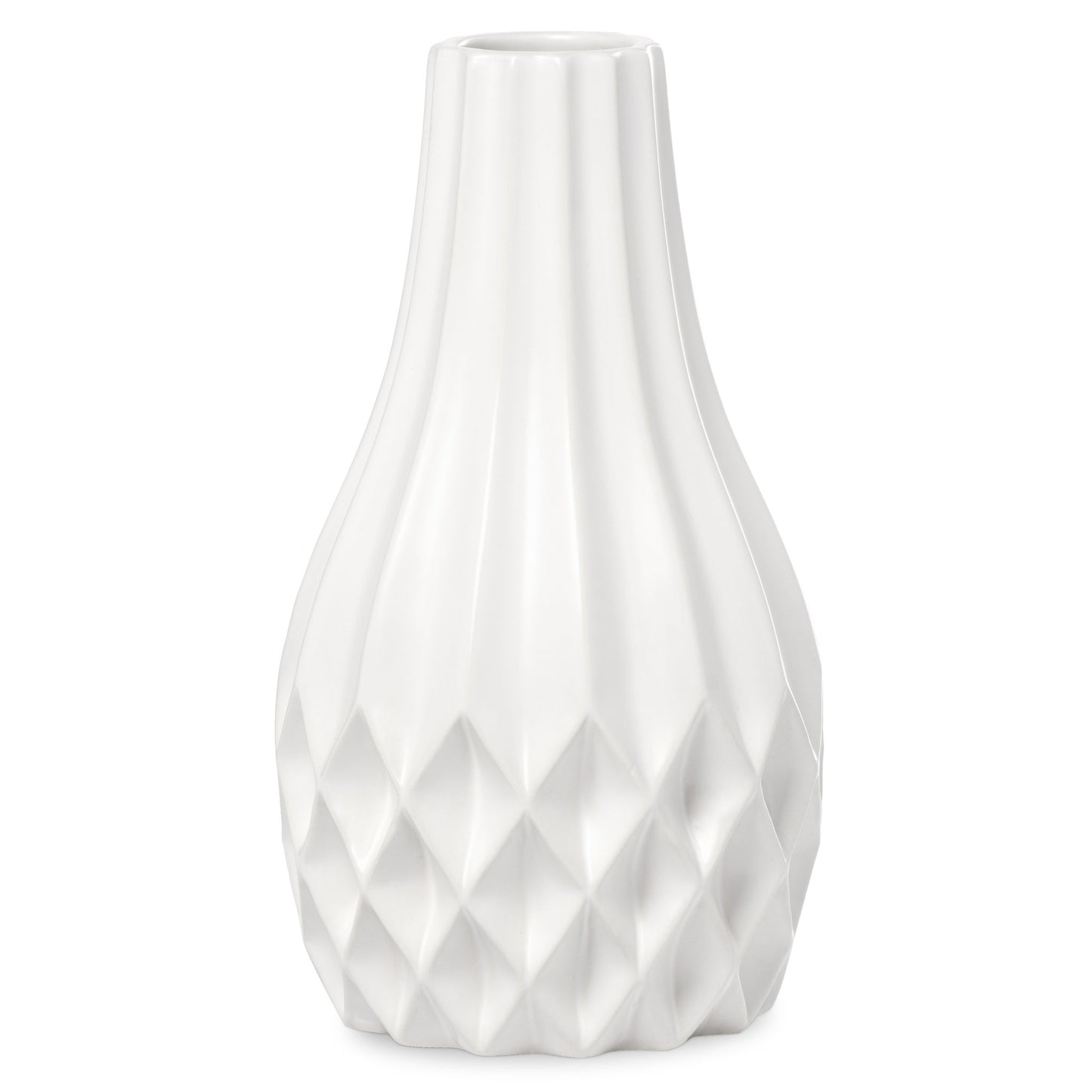 Pina Ceramic 11 Inch Tall Tapered Bulb Vase - Matte White
