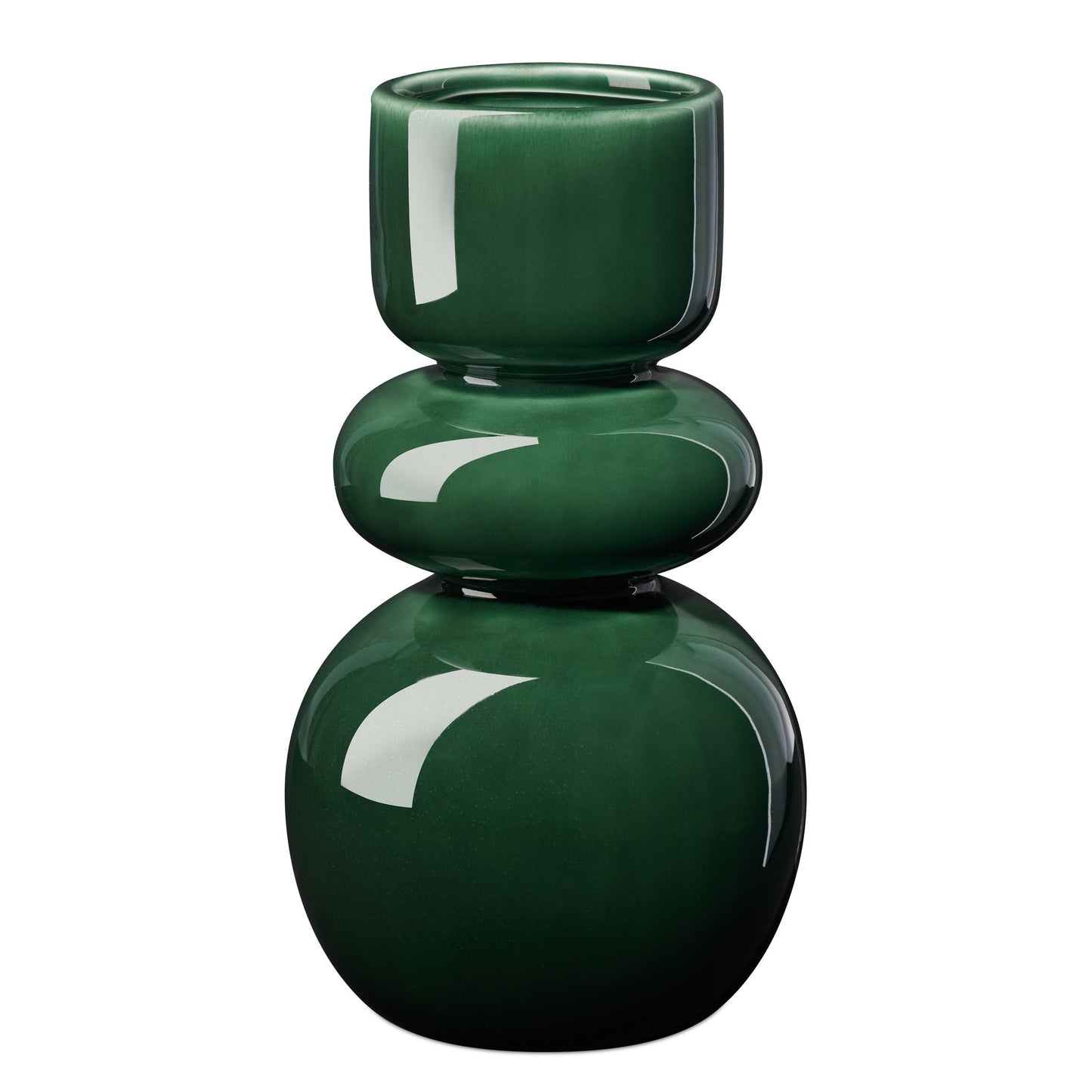 Sintra Double Bulb 10 Inch Tall Ceramic Vase - Shiny Green