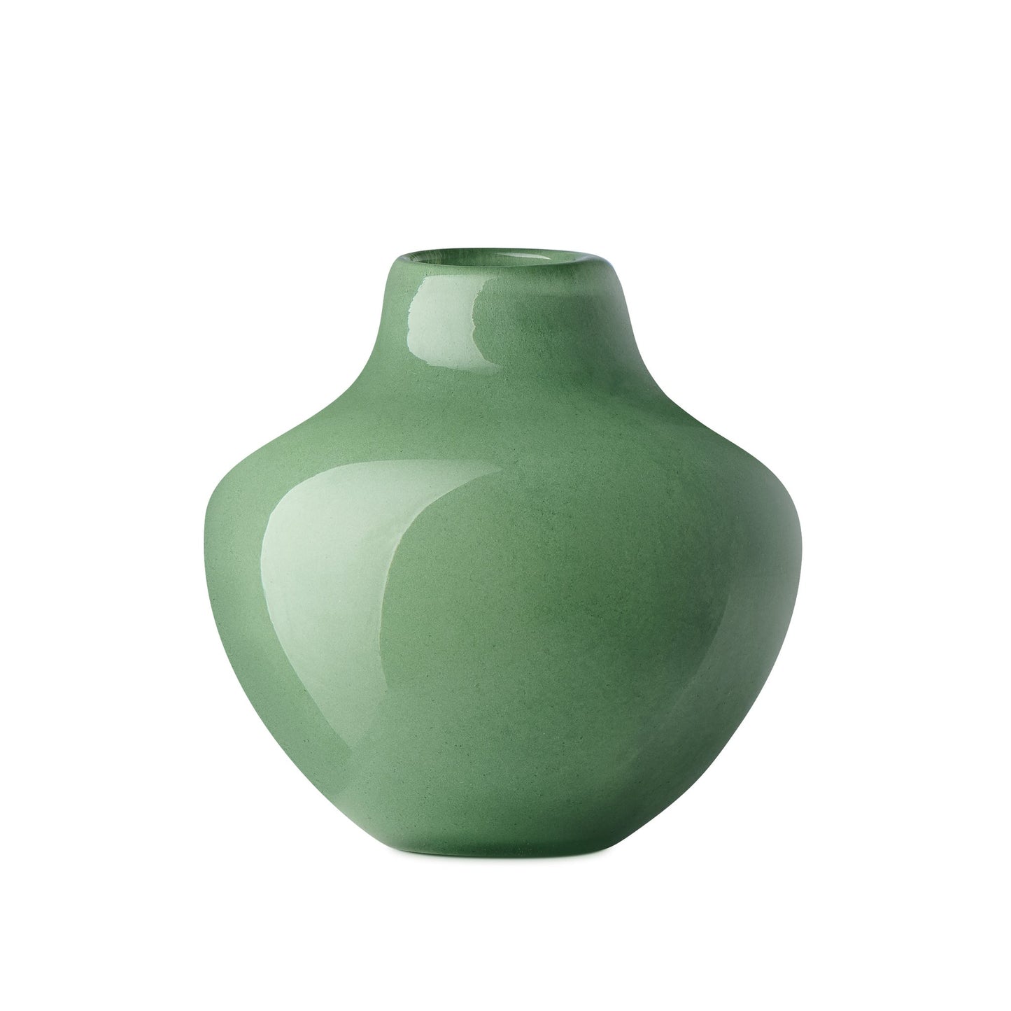 Opaque Gourd 4 Inch Tall Glass Vase - Green