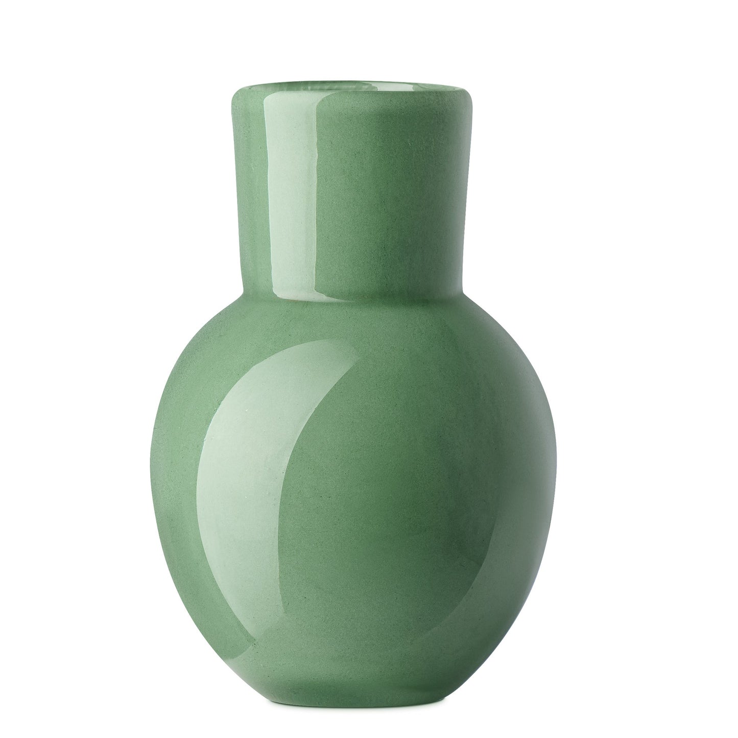 Opaque Flared Ball 6 Inch Tall Glass Vase - Green