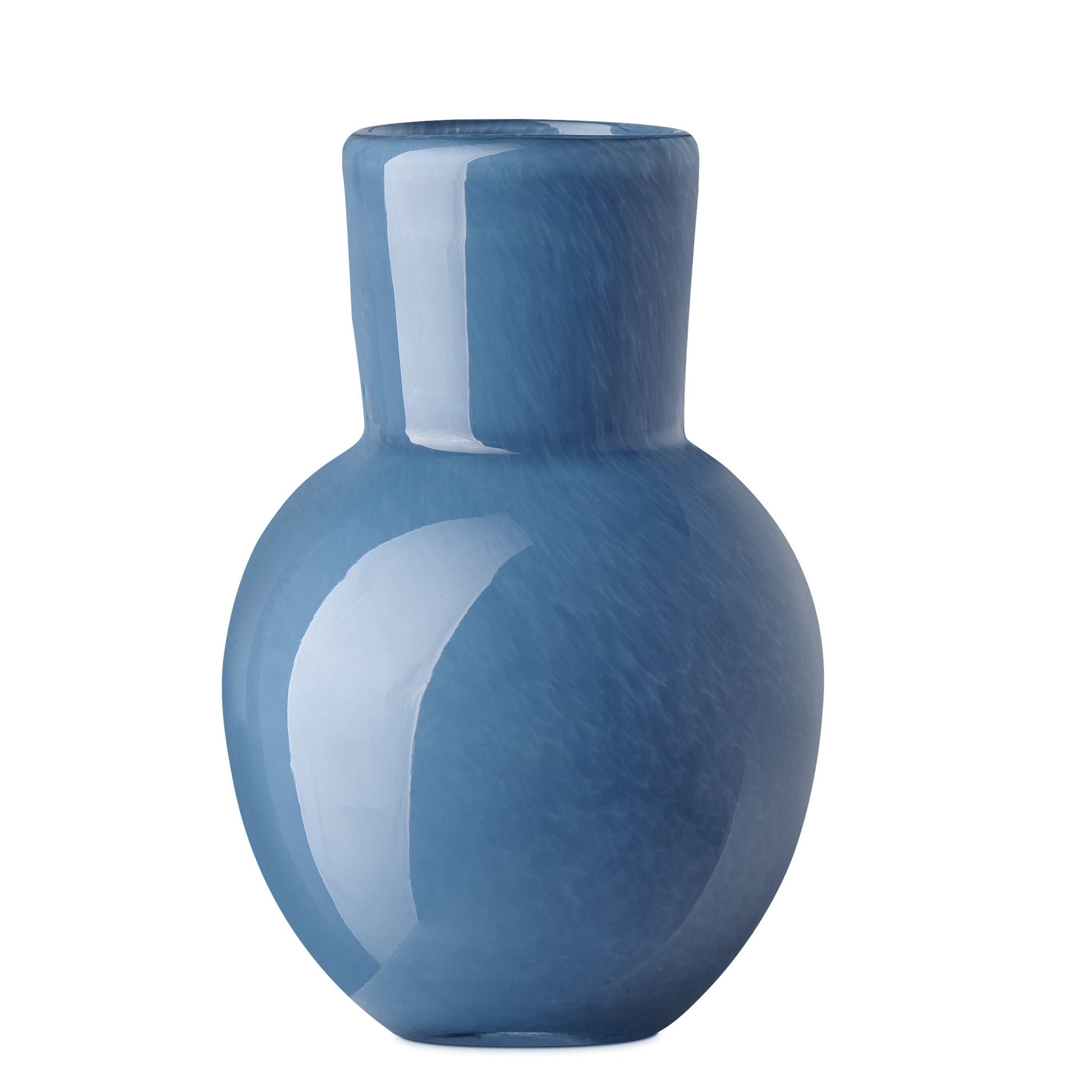 Opaque Flared Ball 6 Inch Tall Glass Vase - Blue