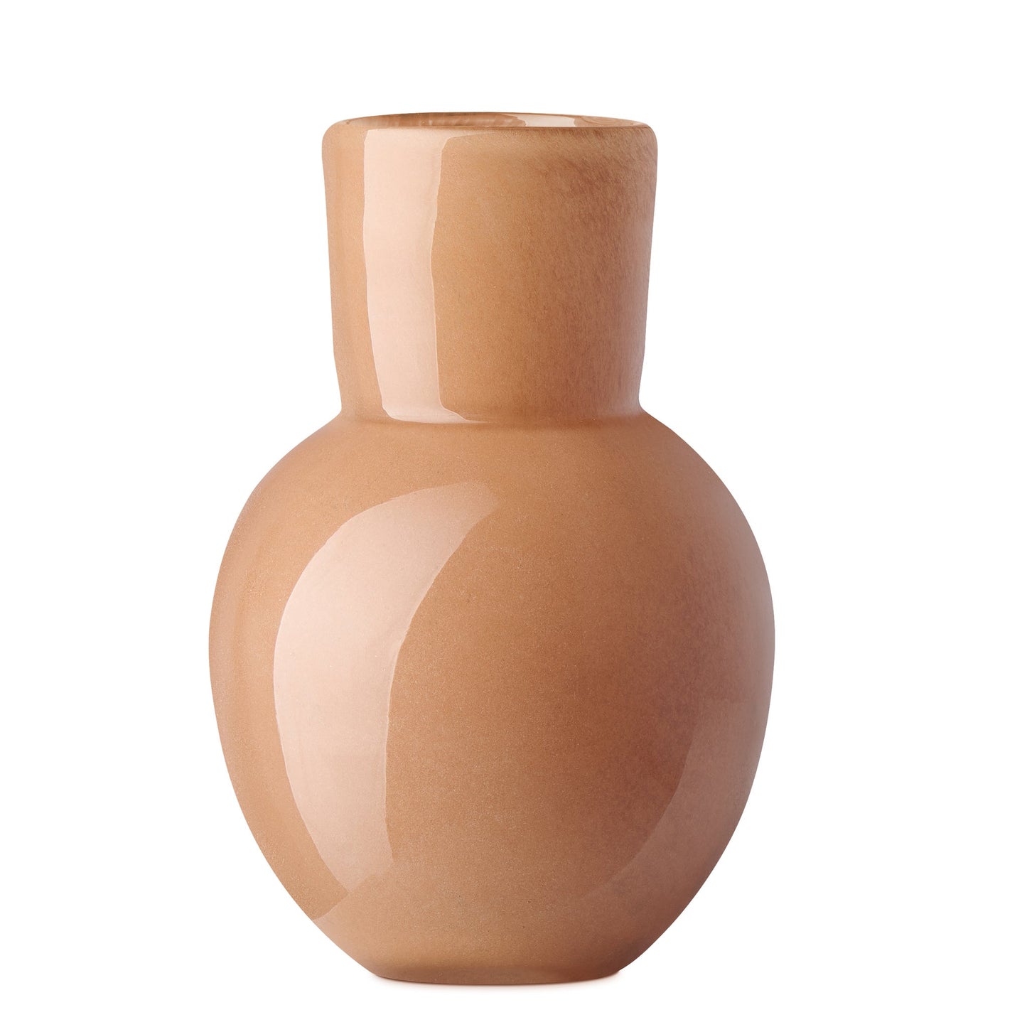 Opaque Flared Ball 6 Inch Tall Glass Vase - Orange