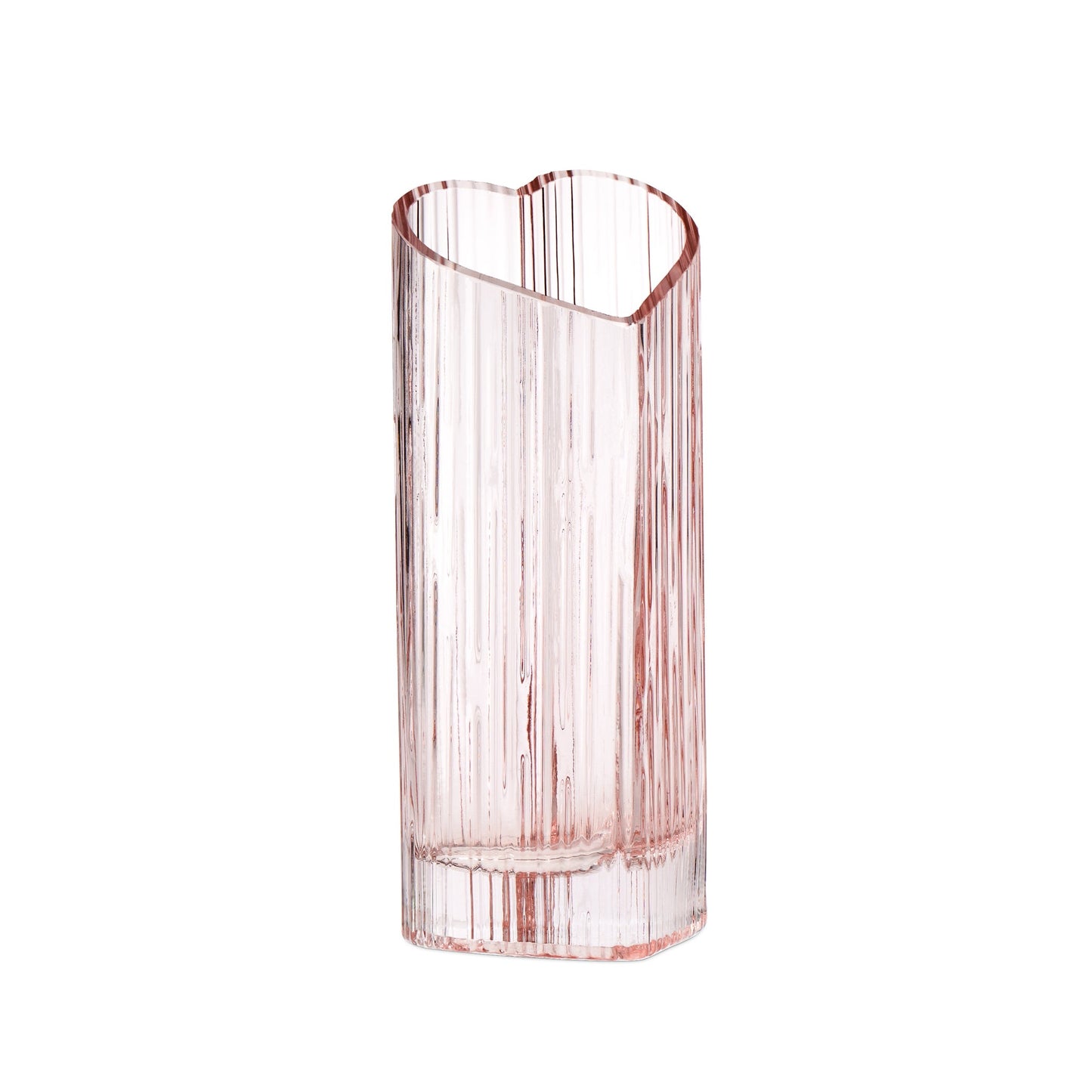Heart Shape 8.5 Inch Tall Glass Vase - Pink