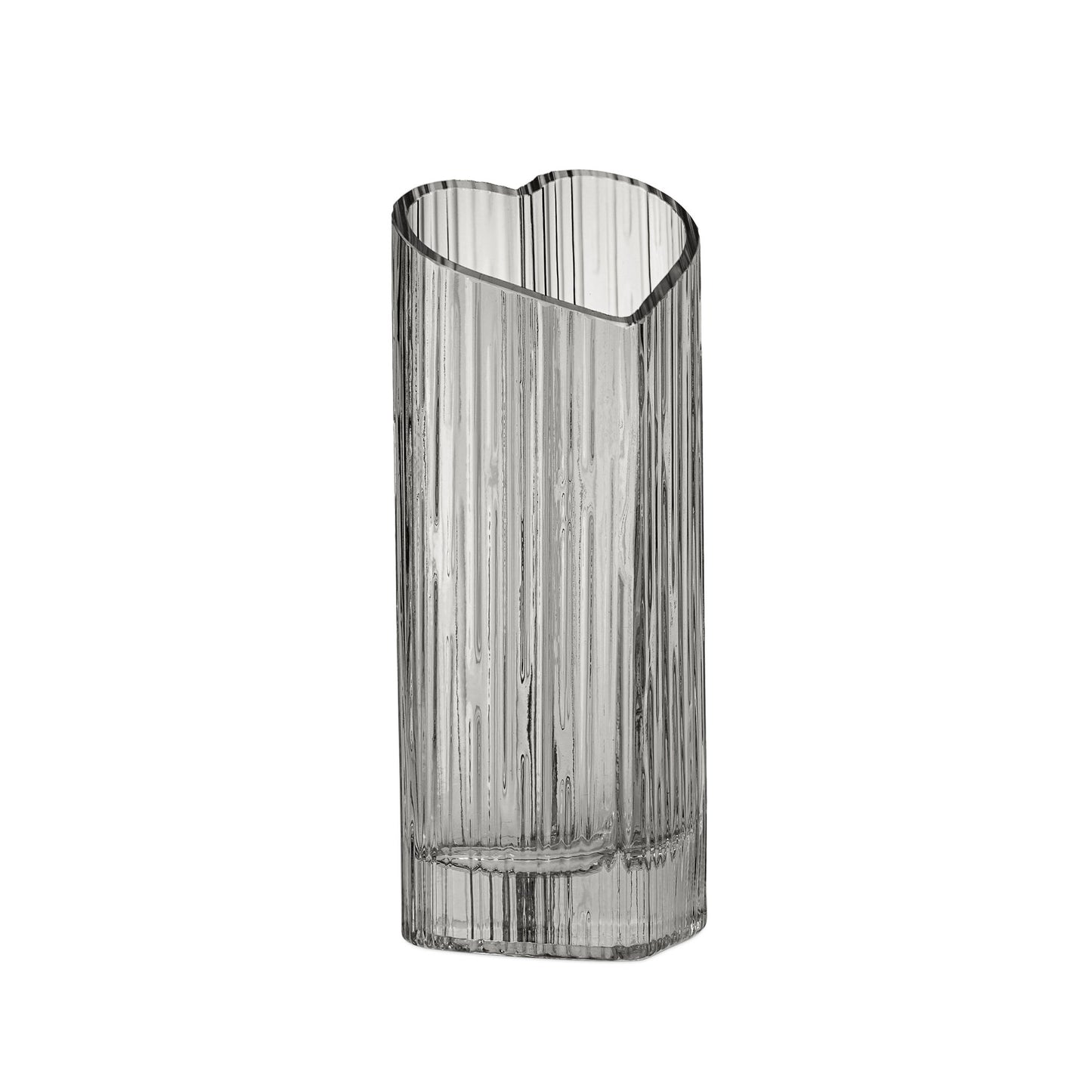 Heart Shape 8.5 Inch Tall Glass Vase - Smoke