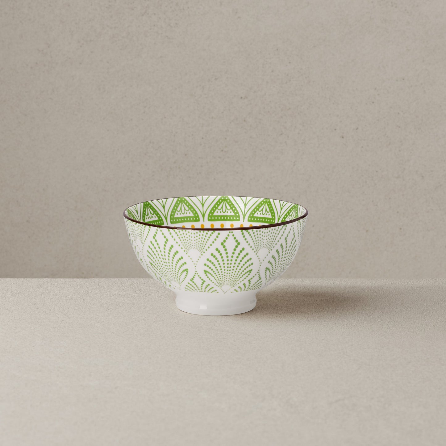 Kiri Porcelain 8 oz. 4.5 Inch Diameter Bowl - Green Lotus
