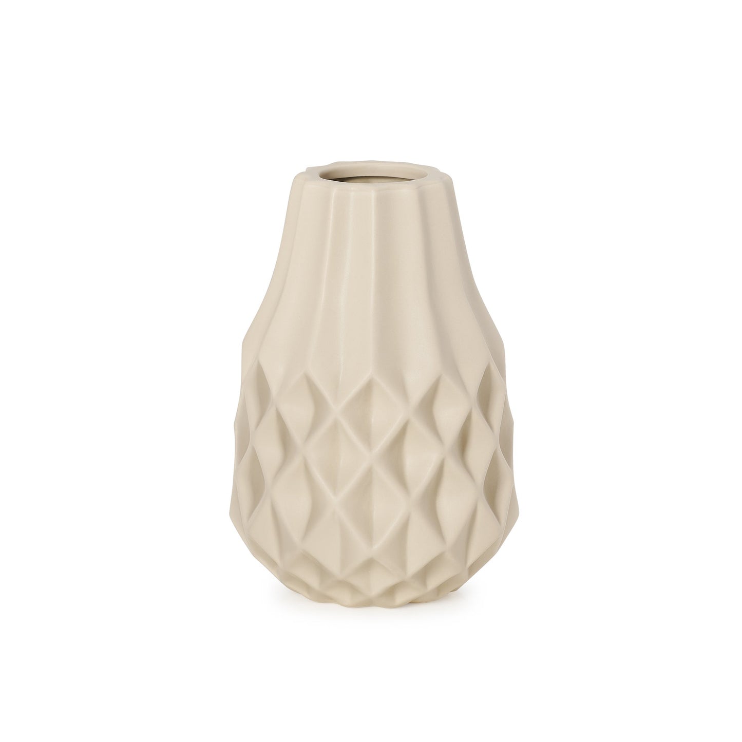 Pina Ceramic Matte Beige 7.5 Inch Tall Bulb Vase
