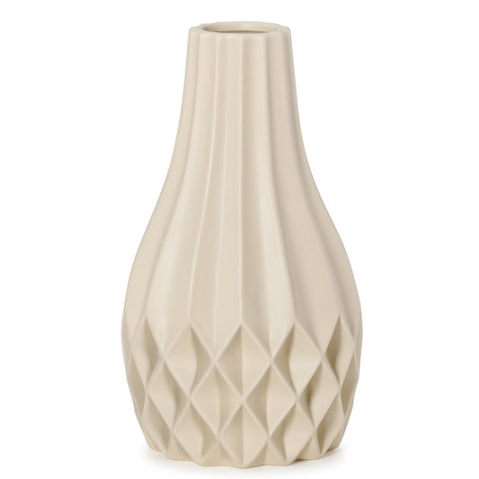 Pina Ceramic Matte Beige 11 Inch Tall Tapered Bulb Vase