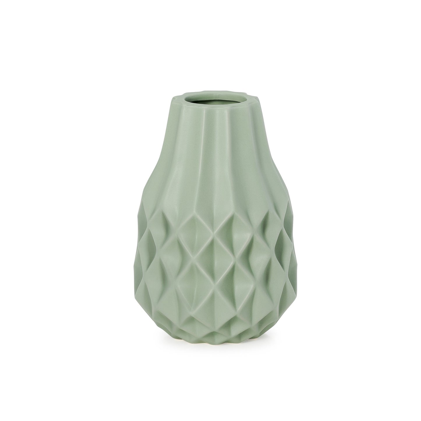 Pina Ceramic 7.5 Inch Tall Bulb Vase - Matte Green