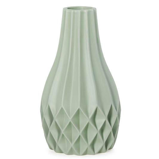 Pina Ceramic 11 Inch Tall Tapered Bulb Vase - Matte Green