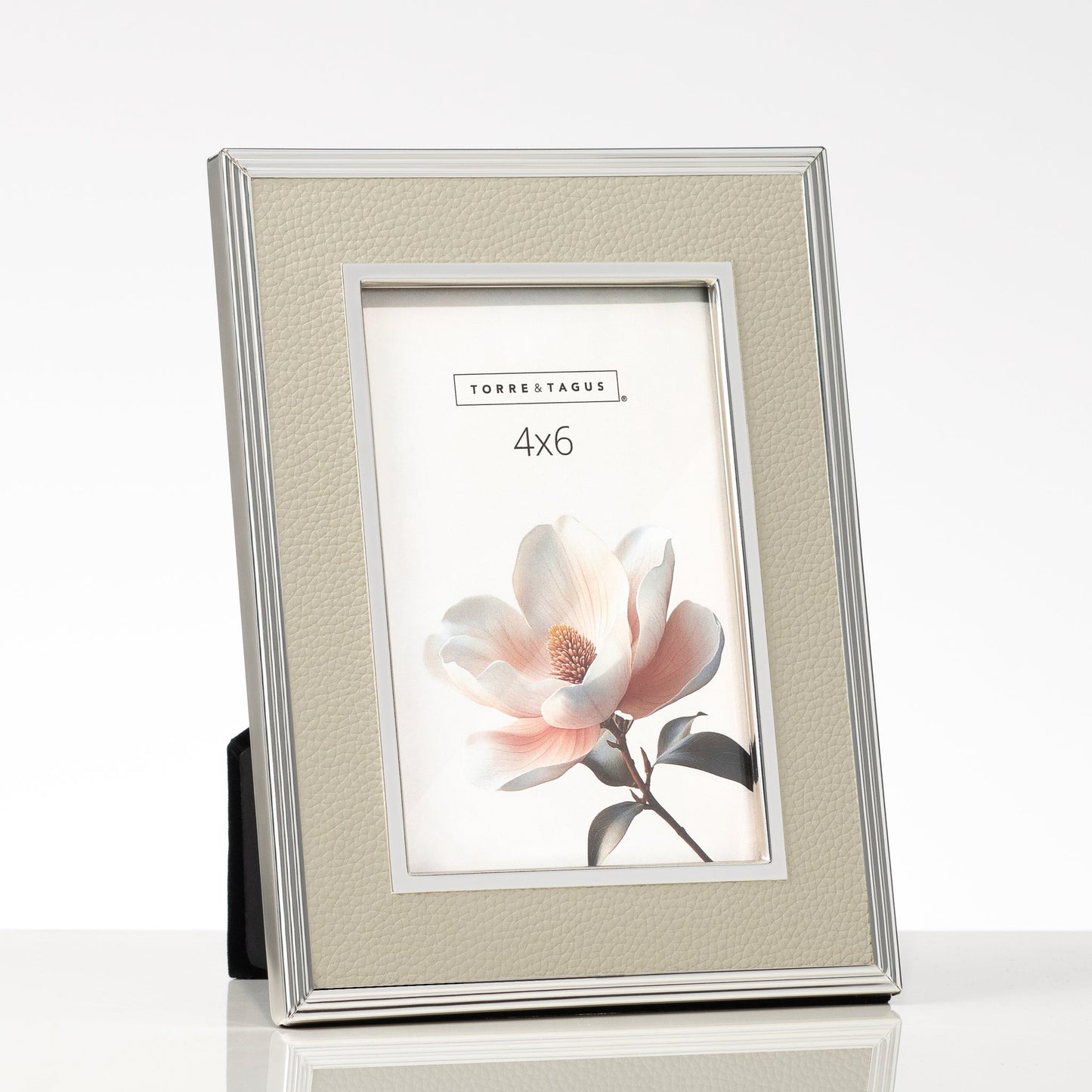 Tavis 4X6 Silver Trim Grey Vegan Leather Photo Frame