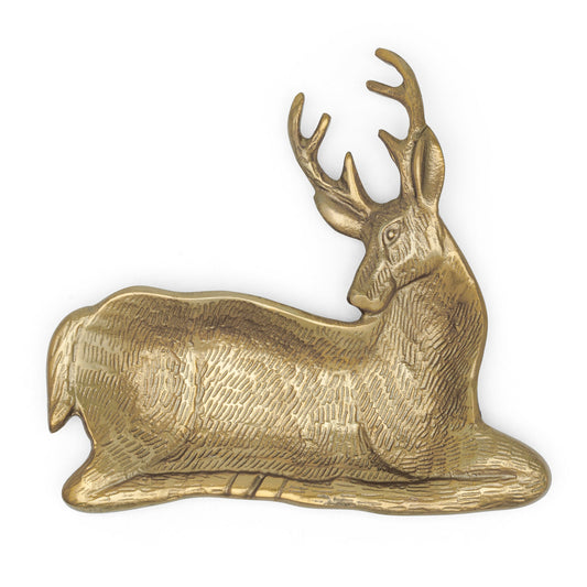 Stag Nickel Plated Aluminum 8.5 Inch Length Decor Dish - Gold