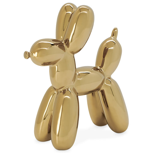Balloon Dog 8 Inch Tall Ceramic Decor Sculpture - Gold