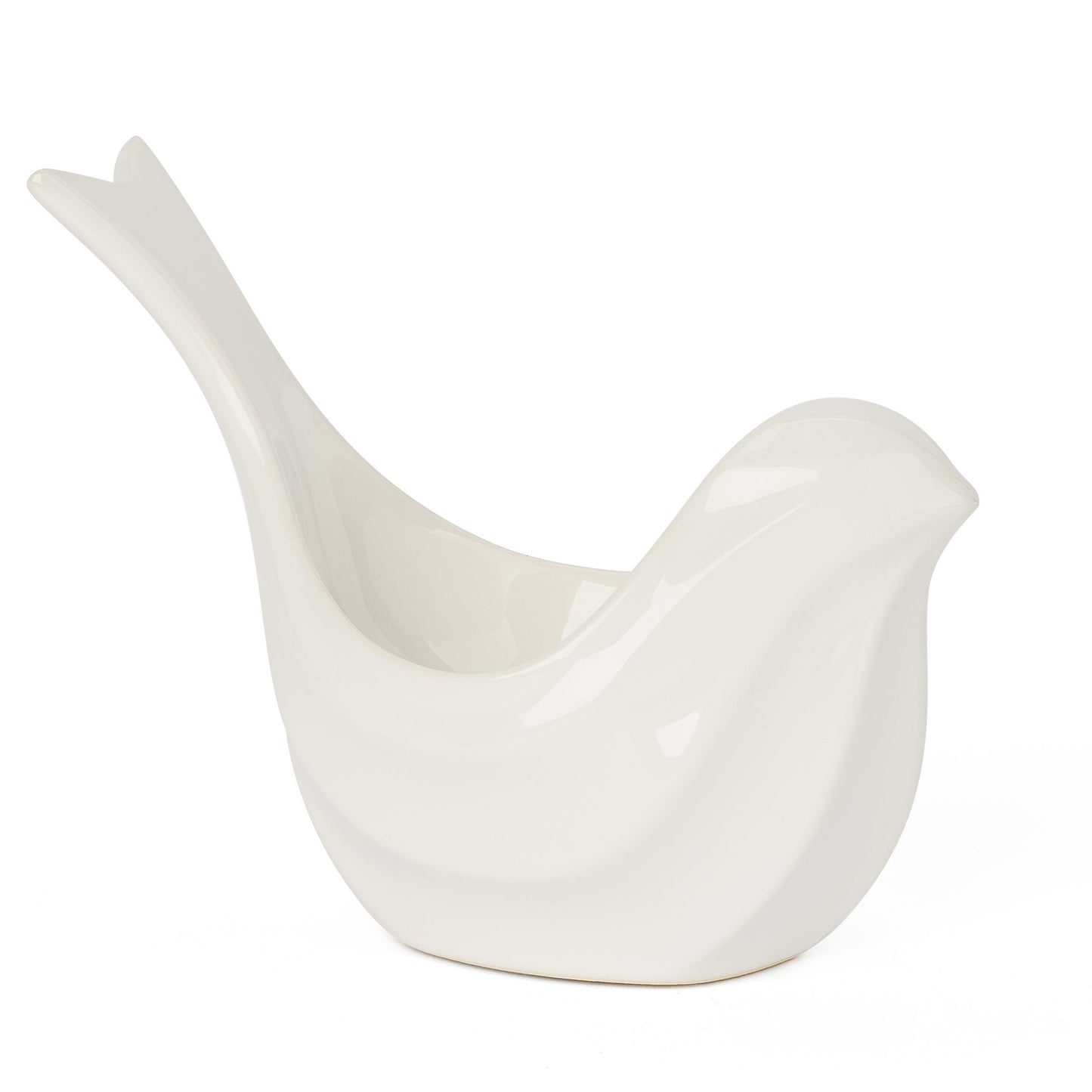 Elegant Bird Ceramic 5 Inch Tall Trinket Decor Bowl