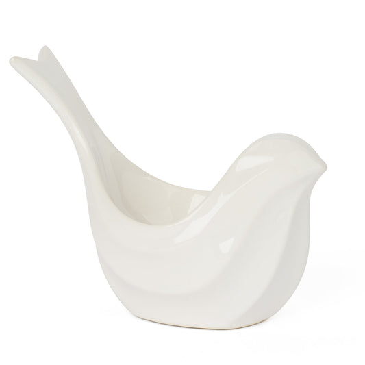 Elegant Bird Ceramic 5 Inch Tall Trinket Decor Bowl