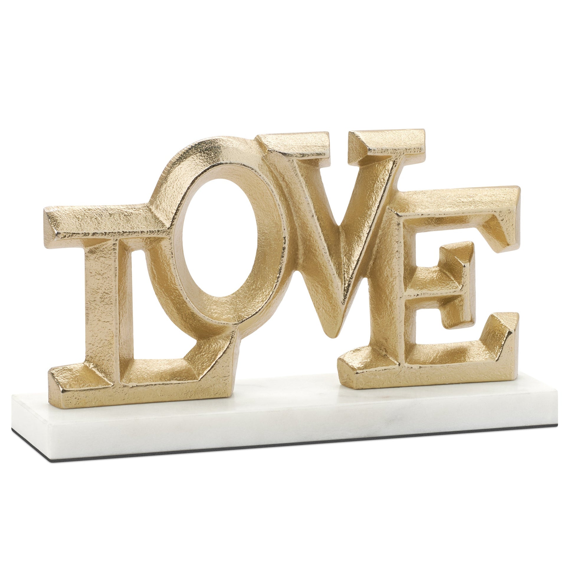 Love 8.5 Inch Length Gold Nickel Plated Aluminum Word Decor Sculpture On Marble Base