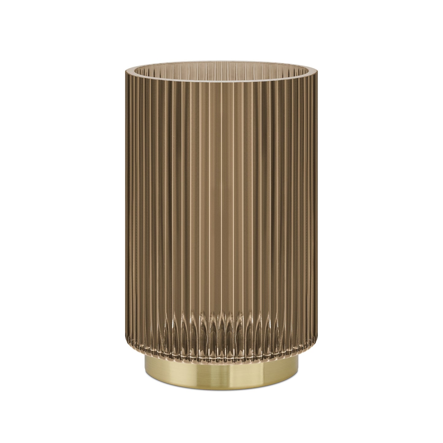 Adele Gold Base Glass Cylinder Vase - 7.5 Inch Tall - Bronze Brown
