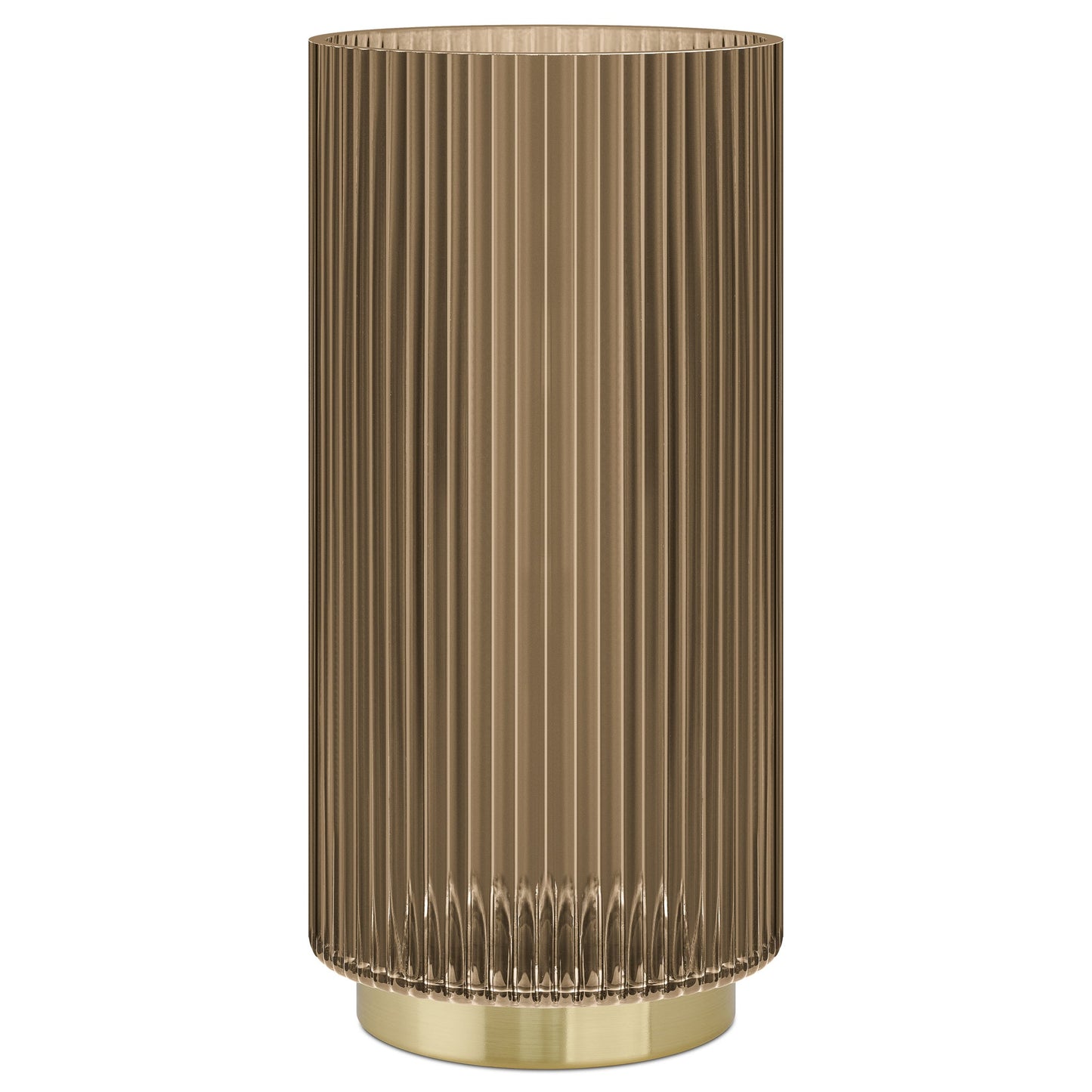 Adele Gold Base Glass Cylinder Vase - 10 Inch Tall - Bronze Brown