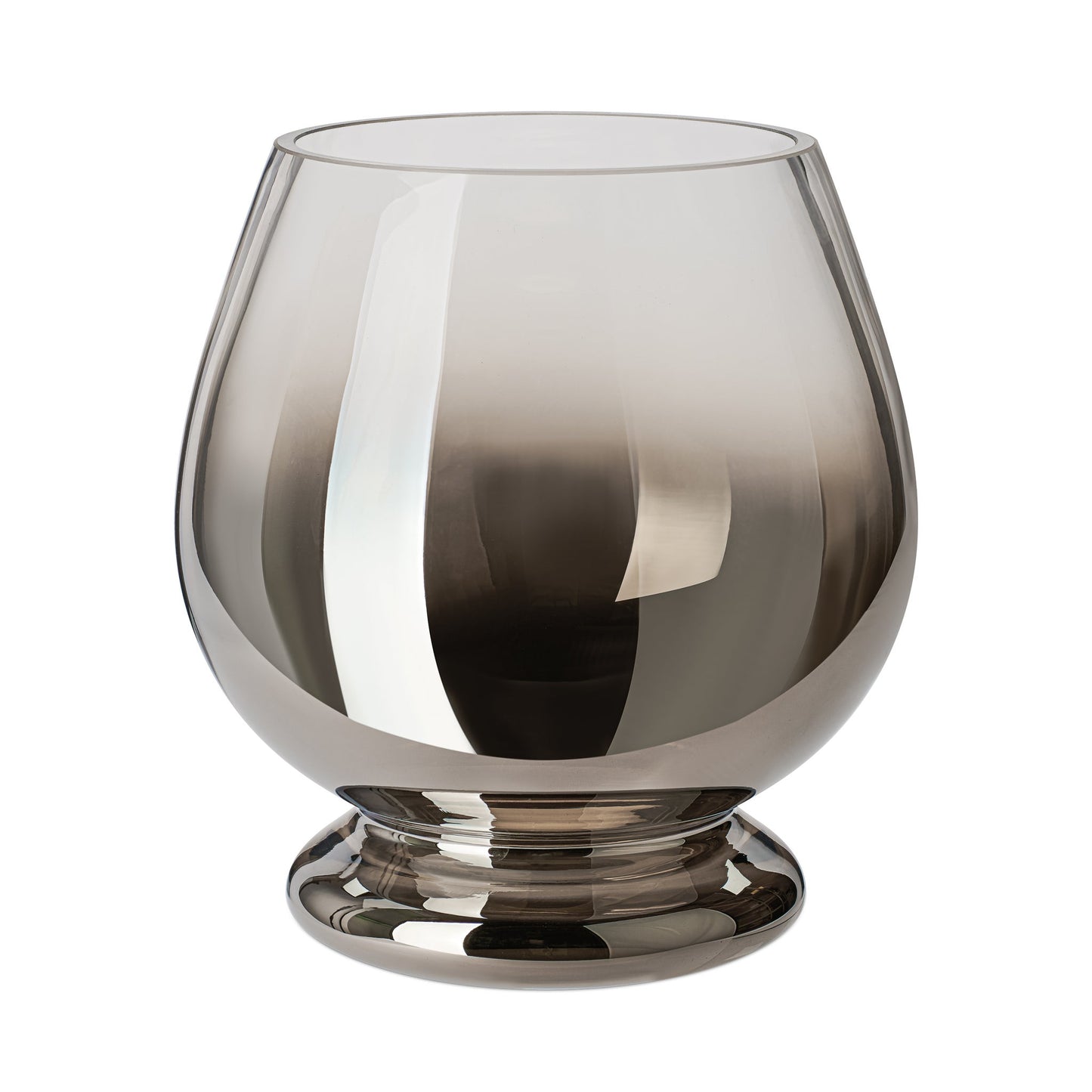 Mirror Glass 8 Inch Tall Pedestal Ball Vase
