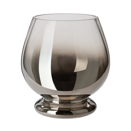 Mirror Glass 8 Inch Tall Pedestal Ball Vase