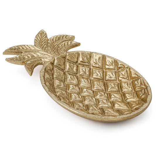 Pineapple Gold Nickel Plated Aluminum 8 Inch Length Decor Dish