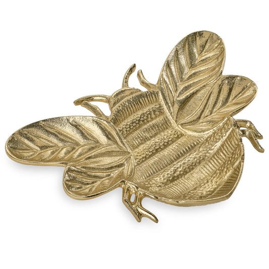 Bee Gold Nickel Plated Aluminum 11 Inch Length Decor Dish