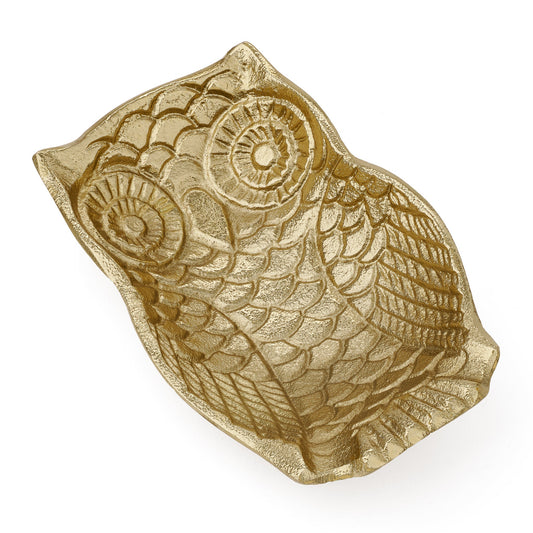 Owl Gold Nickel Plated Aluminum 6.5 Inch Length Decor Dish